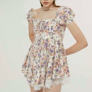 Cider Floral Puff Sleeve Mini Dress size XS